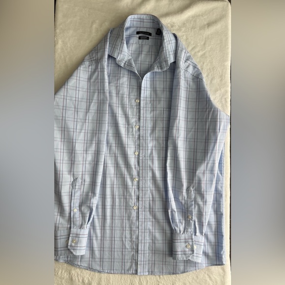 Van Heusen Men's Light Blue Plaid Dress Shirt - Picture 3 of 10